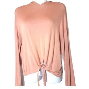 Forever 21 Blush Pink Hooded Crop Top